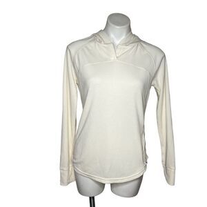 MOUNTAIN HARDWEAR Hoodie Cream Color Base Layer Thumb Holes Womens Size Medium